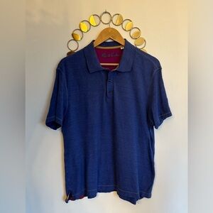 Robert Graham Polo Shirt Mens XL Classic Fit In Blue With Flip  Collar Patterned